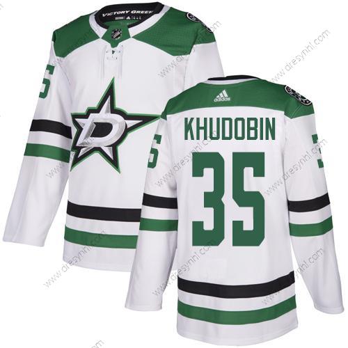 Dallas Stars #35 Anton Khudobin Bílý Sešitý NHL dres – Pánské