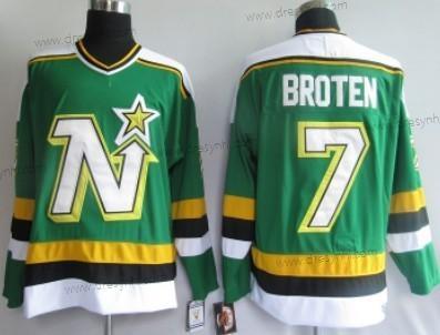 Dallas Stars #7 Neal Broten Zelená Retro CCM dres – Pánské