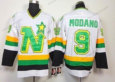 Dallas Stars #9 Mike Modano Bílý Retro CCM dres – Pánské