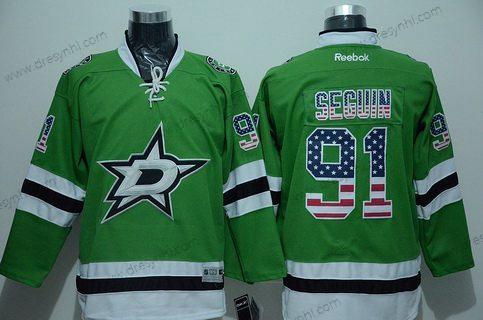 Dallas Stars #91 Tyler Seguin Zelená USA Flag Hokejový dres – Pánské