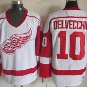 Detroit Red Wings #10 Alex Delvecchio Bílý Retro CCM dres – Pánské