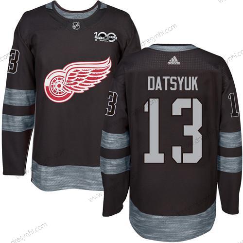 Detroit Red Wings #13 Pavel Datsyuk Černá 1917-2017 100th Výročí Sešitý NHL dres – Pánské