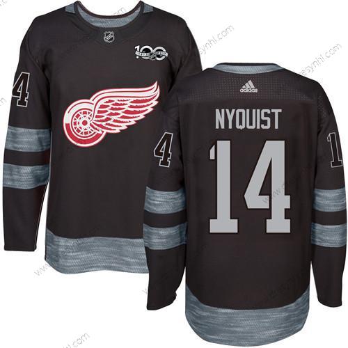 Detroit Red Wings #14 Gustav Nyquist Černá 1917-2017 100th Výročí Sešitý NHL dres – Pánské