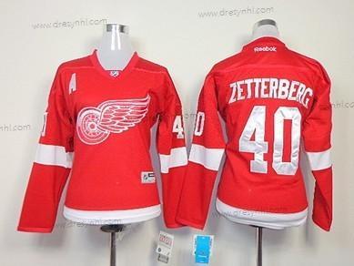 Detroit Red Wings #40 Henrik Zetterberg Červené dres – Dámské