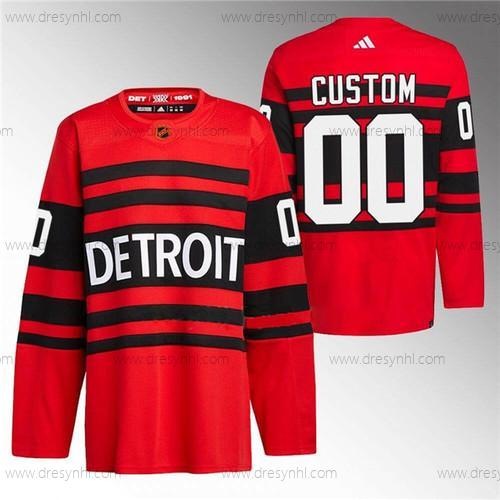 Detroit Red Wings Personalizované Červené 2022-23 Obrácený Retro Sešitý dres – Pánské