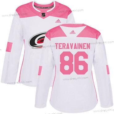 Didas Carolina Hurricanes #86 Teuvo Teravainen Bílý Růžový Autentické Sešitý NHL dres – Dámské