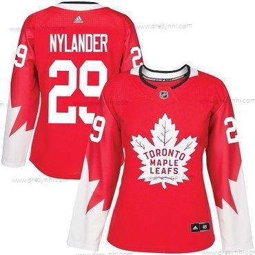 Didas Toronto Maple Leafs #29 William Nylander Červené Tým Kanady Autentické Sešitý NHL dres – Dámské