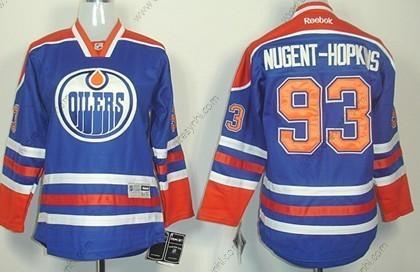 Edmonton Oilers #93 Ryan Nugent-Hopkins Royal Modrý dres – Dětské