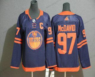 Edmonton Oilers #97 Connor Mcdavid Námořnictvo Modrý 50Th Výročí Sešitý NHL dres – Juniorské