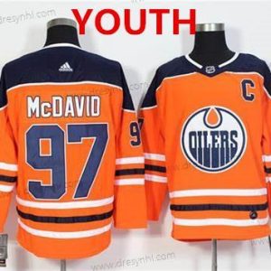 Edmonton Oilers #97 Connor Mcdavid Oranžová Domácí dres Autentické Sešitý NHL dres – Juniorské