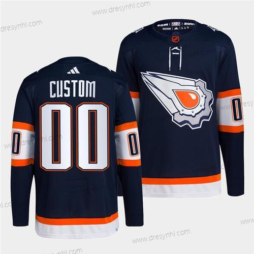 Edmonton Oilers Personalizované Námořnictvo 2022-23 Obrácený Retro Sešitý dres – Pánské