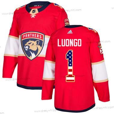 Florida Panthers #1 Roberto Luongo Červené Domácí dres Autentické USA Flag Sešitý NHL dres – Juniorské