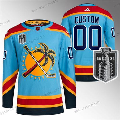 Florida Panthers Personalizované Modrý 2023 Stanley Cup Final Obrácený Retro Sešitý dres – Pánské