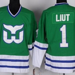 Hartford Whalers #1 Mike Liut Zelená Retro CCM dres – Pánské