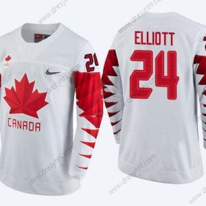 Kanada Tým #24 Stefan Elliott Bílý 2018 Zimní Olympics dres – Pánské