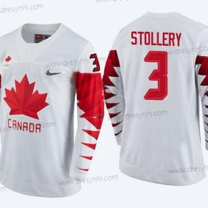 Kanada Tým #3 Karl Stollery Bílý 2018 Zimní Olympics dres – Pánské