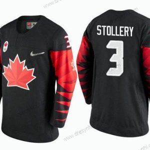 Kanada Tým #3 Karl Stollery Černá 2018 Zimní Olympics dres – Pánské