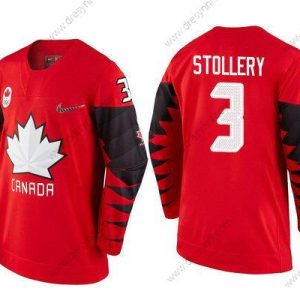 Kanada Tým #3 Karl Stollery Červené 2018 Zimní Olympics dres – Pánské