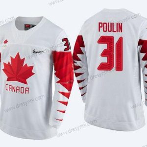 Kanada Tým #31 Kevin Poulin Bílý 2018 Zimní Olympics dres – Pánské