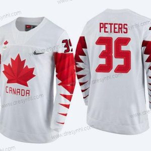 Kanada Tým #35 Justin Peters Bílý 2018 Zimní Olympics dres – Pánské