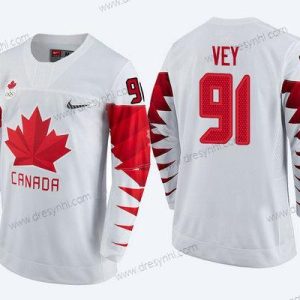 Kanada Tým #91 Linden Vey Bílý 2018 Zimní Olympics dres – Pánské