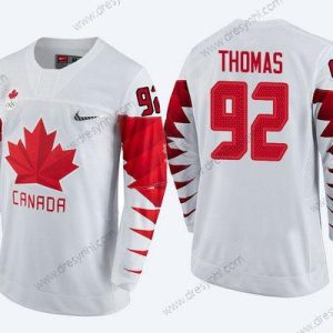 Kanada Tým #92 Christian Thomas Bílý 2018 Zimní Olympics dres – Pánské