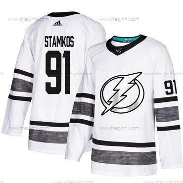 Lightning #91 Steven Stamkos Bílý Autentické 2019 All-Star Sešitý Hokejový dres – Pánské