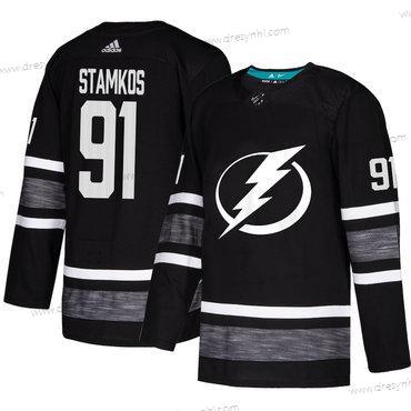 Lightning #91 Steven Stamkos Černá Autentické 2019 All-Star Sešitý Hokejový dres – Pánské