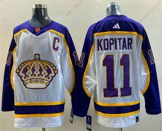 Los Angeles Kings #11 Anze Kopitar Bílý 2022 Obrácený Retro Sešitý dres – Pánské