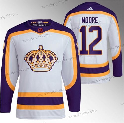 Los Angeles Kings #12 Trevor Moore Bílý 2022 Obrácený Retro Sešitý dres – Pánské