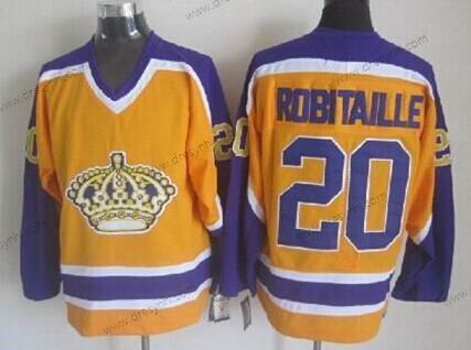 Los Angeles Kings #20 Luc Robitaille Žlutá With Nachový Retro CCM dres – Pánské