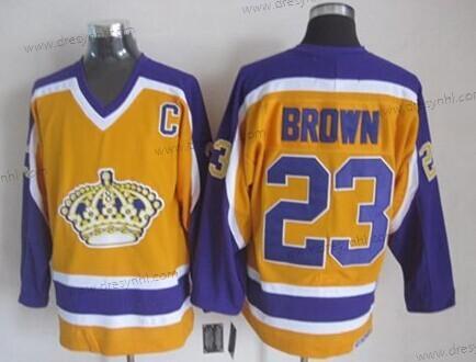 Los Angeles Kings #23 Dustin Brown Žlutá Retro CCM dres – Pánské