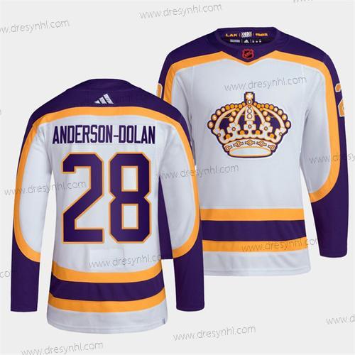 Los Angeles Kings #28 Jaret Anderson-Dolan Bílý 2022 Obrácený Retro Sešitý dres – Pánské