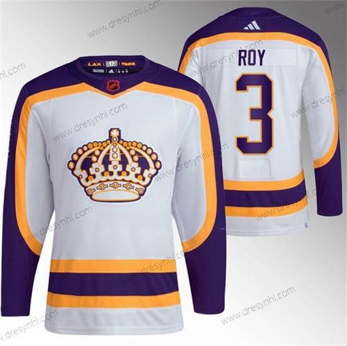 Los Angeles Kings #3 Matt Roy Bílý 2022 Obrácený Retro Sešitý dres – Pánské