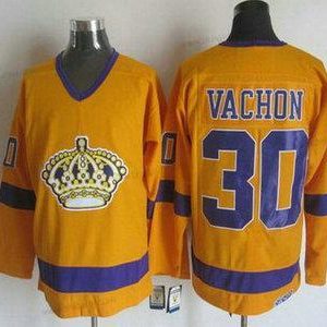 Los Angeles Kings #30 Rogie Vachon 1970-71 Žlutá CCM Vintage dres – Pánské