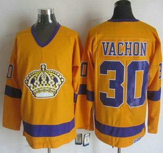 Los Angeles Kings #30 Rogie Vachon 1970-71 Žlutá CCM Vintage dres – Pánské