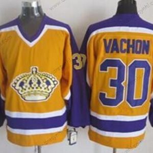 Los Angeles Kings #30 Rogie Vachon Žlutá Retro CCM dres – Pánské