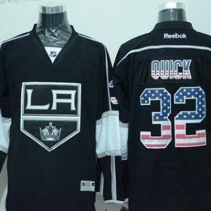 Los Angeles Kings #32 Jonathan Quick Černá USA Flag Hokejový dres – Pánské