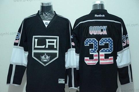 Los Angeles Kings #32 Jonathan Quick Černá USA Flag Hokejový dres – Pánské