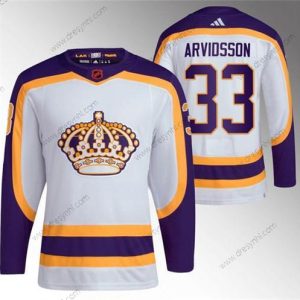 Los Angeles Kings #33 Viktor Arvidsson Bílý 2022 Obrácený Retro Sešitý dres – Pánské