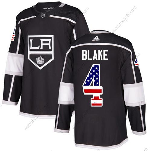 Los Angeles Kings #4 Rob Blake Černá Domácí dres Autentické USA Flag Sešitý NHL dres – Juniorské