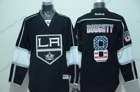 Los Angeles Kings #8 Drew Doughty Černá USA Flag Hokejový dres – Pánské