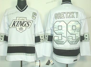 Los Angeles Kings #99 Wayne Gretzky Bílý Throwack CCM dres – Pánské