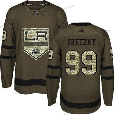 Los Angeles Kings #99 Wayne Gretzky Zelená Salute to Service Sešitý NHL dres – Juniorské