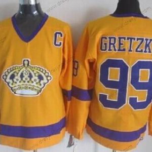 Los Angeles Kings #99 Wayne Gretzky Žlutá Retro CCM dres – Pánské