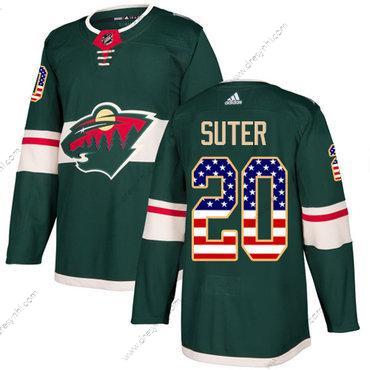 Minnesota Wild #20 Ryan Suter Zelená Domácí dres Autentické USA Flag Sešitý NHL dres – Juniorské