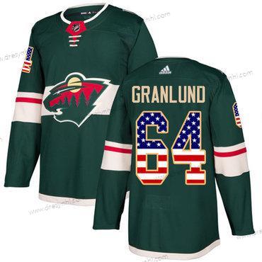 Minnesota Wild #64 Mikael Granlund Zelená Domácí dres Autentické USA Flag Sešitý NHL dres – Juniorské