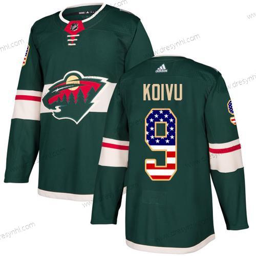 Minnesota Wild #9 Mikko Koivu Zelená Domácí dres Autentické USA Flag Sešitý NHL dres – Juniorské