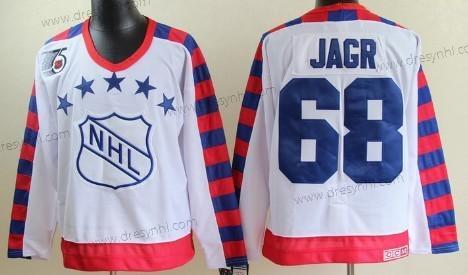 NHL 1992 All-Star #68 Jaromir Jagr Bílý 75Th Retro CCM dres – Pánské