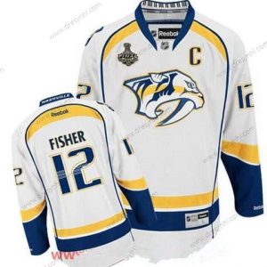 Nashville Predators #12 Mike Fisher Bílý 2017 Stanley Cup Finals C Patch Sešitý NHL Reebok Hokejový dres – Pánské